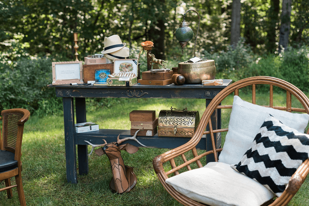 A lounge area with a cozy chair