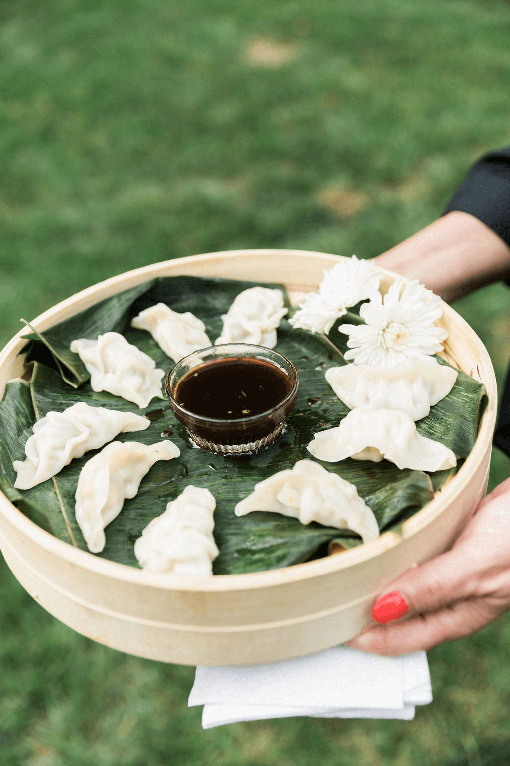 Dumplings being served