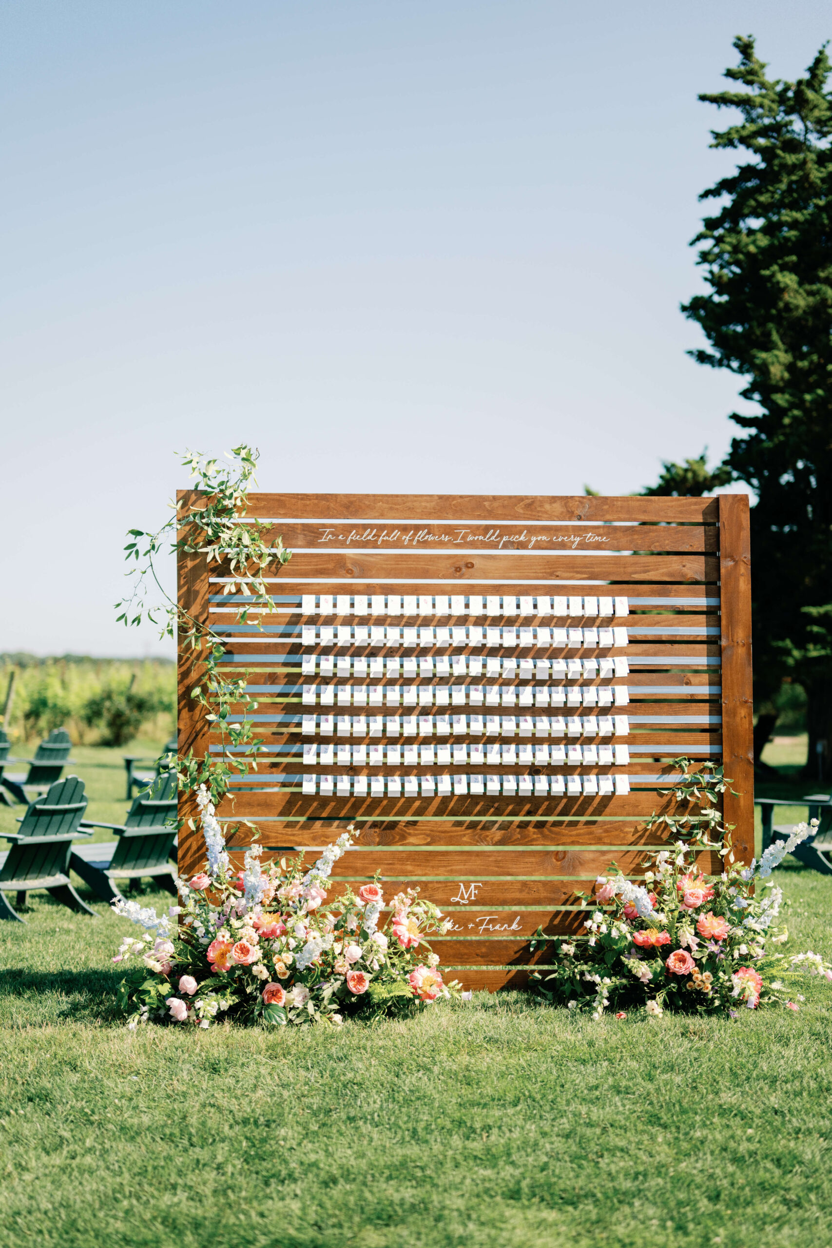 Custom seating chart for CT wedding